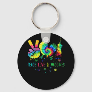 Chaveiro Peace Love e Vaccined Tie Dye