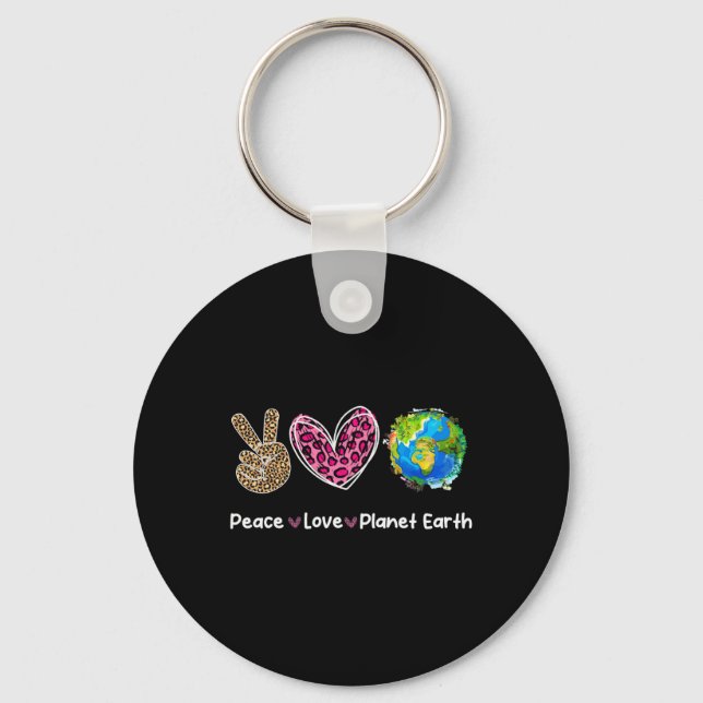 Chaveiro Peace Love Earth Day Save Our Planet Environment P (Frente)