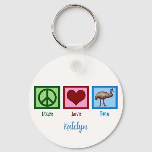 Chaveiro Peace Love Emu (Frente)