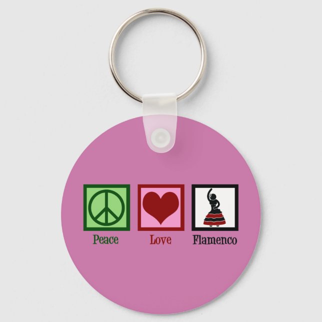 Chaveiro Peace Love Flamenco Dancing Pink Dancer (Frente)
