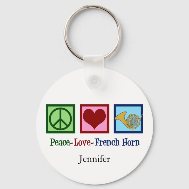Chaveiro Peace Love French Horn (Frente)