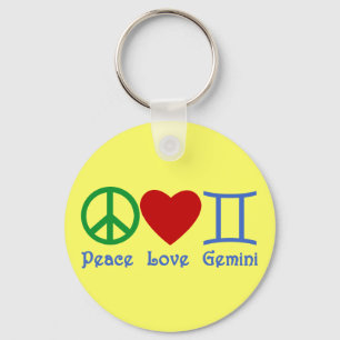 Chaveiro Peace Love Gemini - Design astrológica