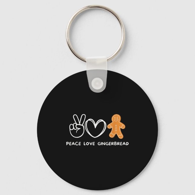 Chaveiro Peace, Love Gingerbread Retro Gingerbread Lover  (Frente)