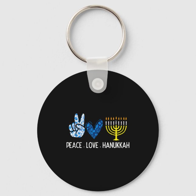 Chaveiro Peace Love Hanukkah Retro Chanukah Jewish Men Wome (Frente)