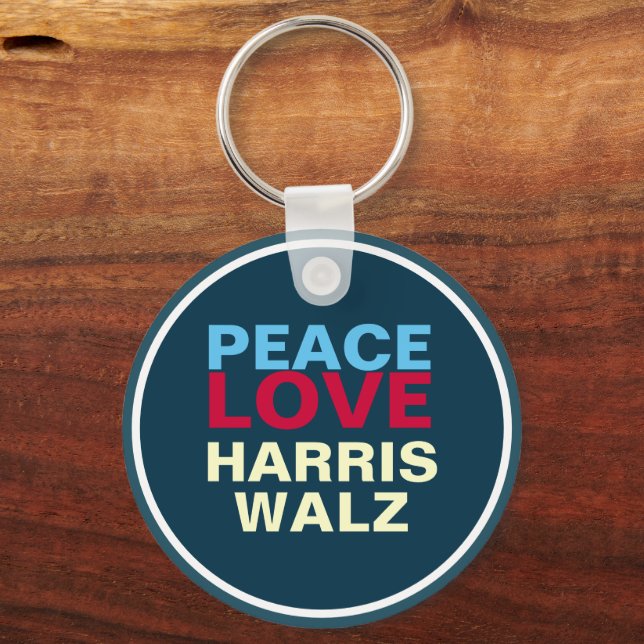 Chaveiro PEACE LOVE HARRIS WALZ Mod (Verso)