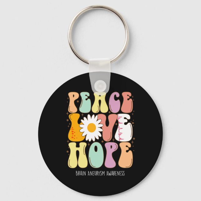 Chaveiro Peace Love Hope Brain Aneurysm Awarness Gift (Frente)