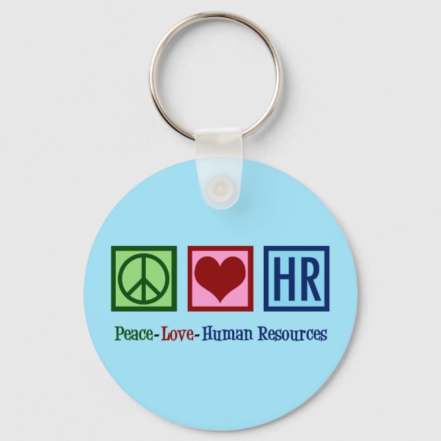 Chaveiro Peace Love Human Resources HR (Frente)