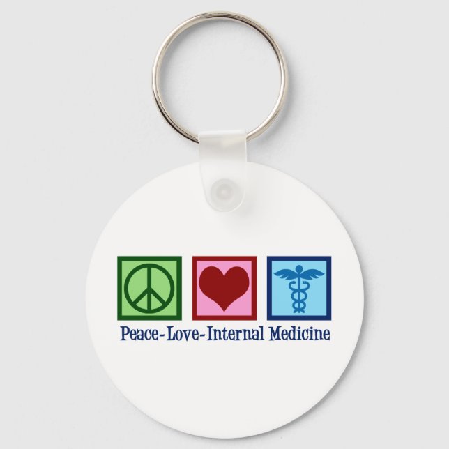 Chaveiro Peace Love Internal Medicine (Frente)