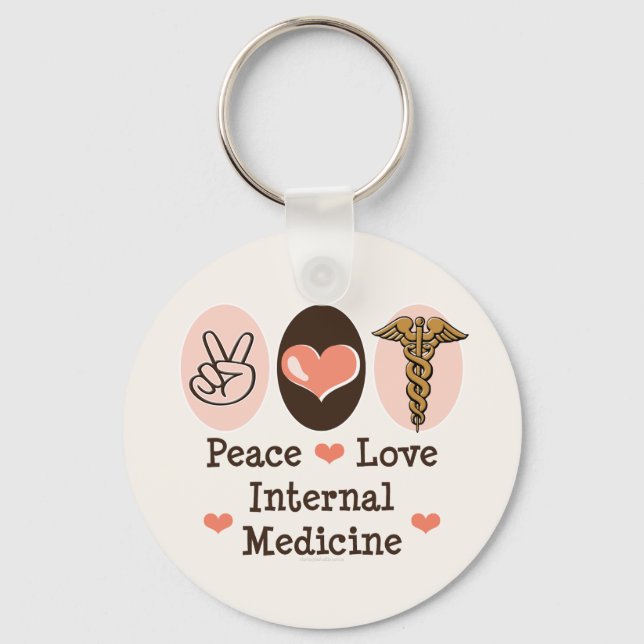 Chaveiro Peace Love Internal Medicine Keychain (Frente)