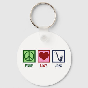 Chaveiro Peace Love Jazz Music Saxophone