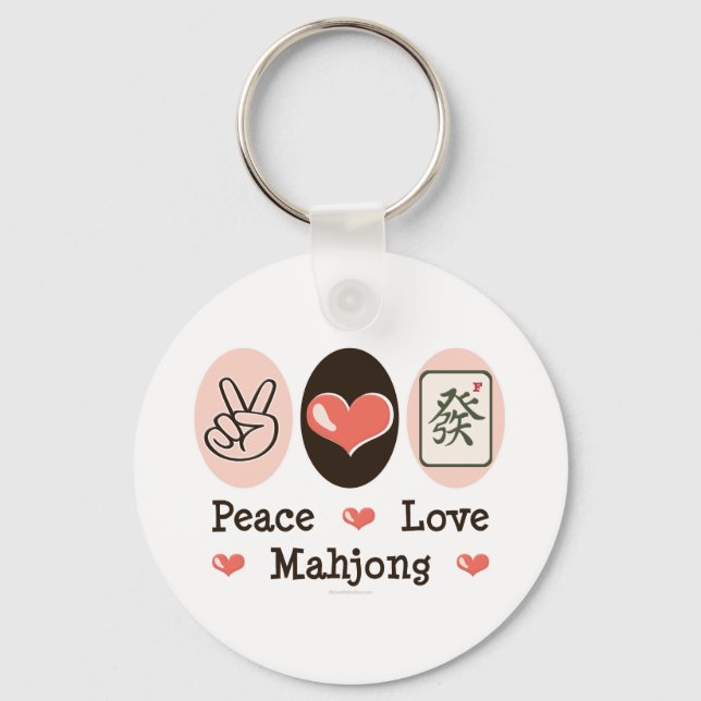 Chaveiro Peace Love Mahjong Key Chain (Frente)