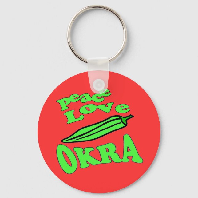 Chaveiro Peace Love Okra (Frente)