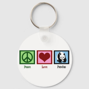 Chaveiro Peace Love Pandas