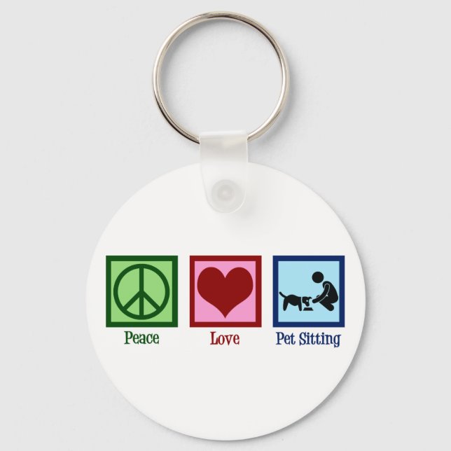 Chaveiro Peace Love Pet Sitting Dog Walking Service (Frente)