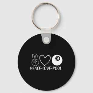 Chaveiro Peace Love Piscina Billiards Piscina Oito Jogadore