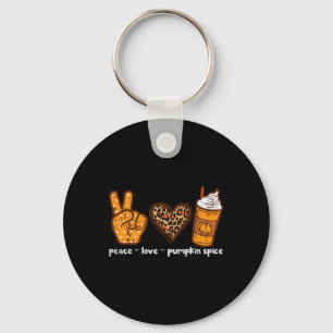 Chaveiro Peace Love Pumpkin Spice Divertido Outono Fall Sea