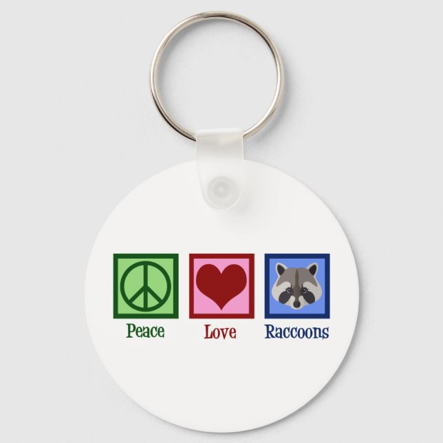Chaveiro Peace Love Raccoons (Frente)