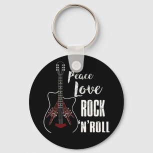 Chaveiro Peace Love Rock And Roll Guitar Retro Hippie