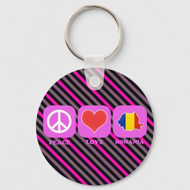 Chaveiro Peace Love Romênia (Frente)