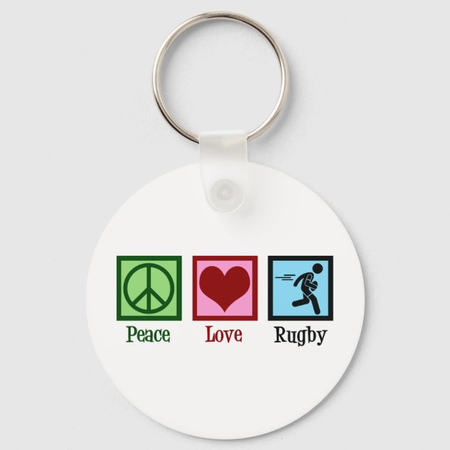 Chaveiro Peace Love Rugby (Frente)