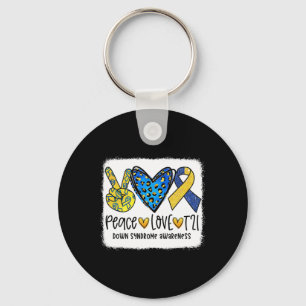Chaveiro Peace Love T21 Cure Blue Yellow Down Síndrome de A