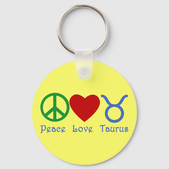 Chaveiro Peace Love Taurus Astrology Products (Frente)