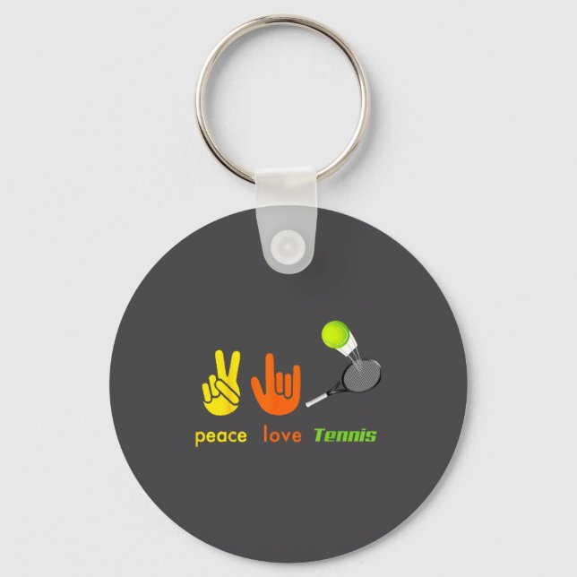 Chaveiro Peace Love Tennis Funny Tennis Lovers Hand Sign De (Frente)
