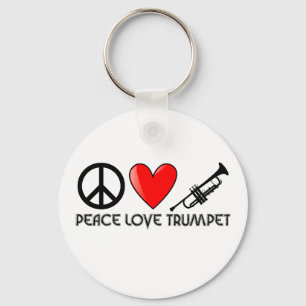Chaveiro Peace, Love, Trumpet