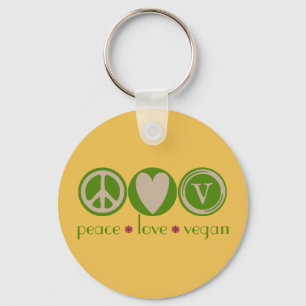 Chaveiro Peace Love Vegan