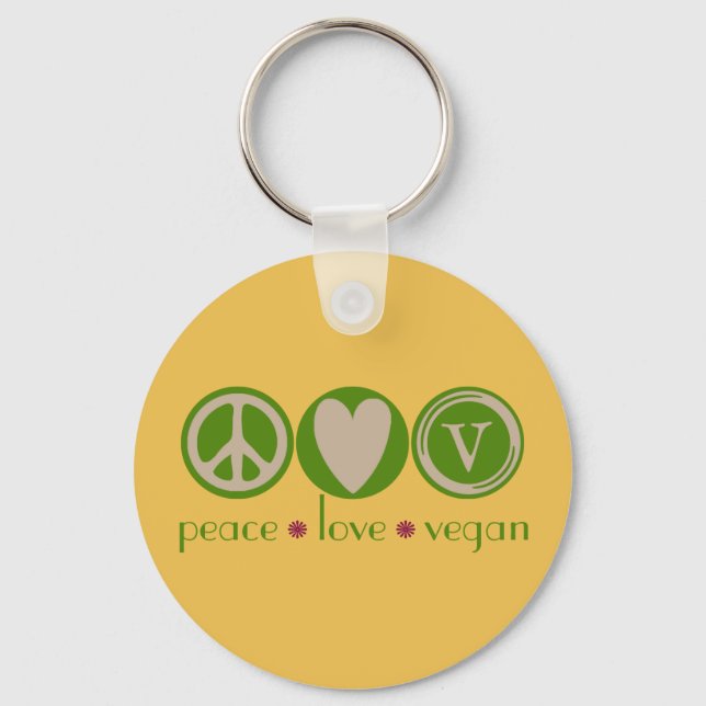 Chaveiro Peace Love Vegan (Frente)
