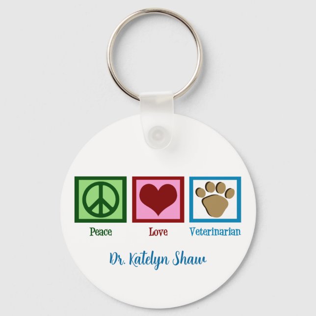 Chaveiro Peace Love Veterinarian (Frente)