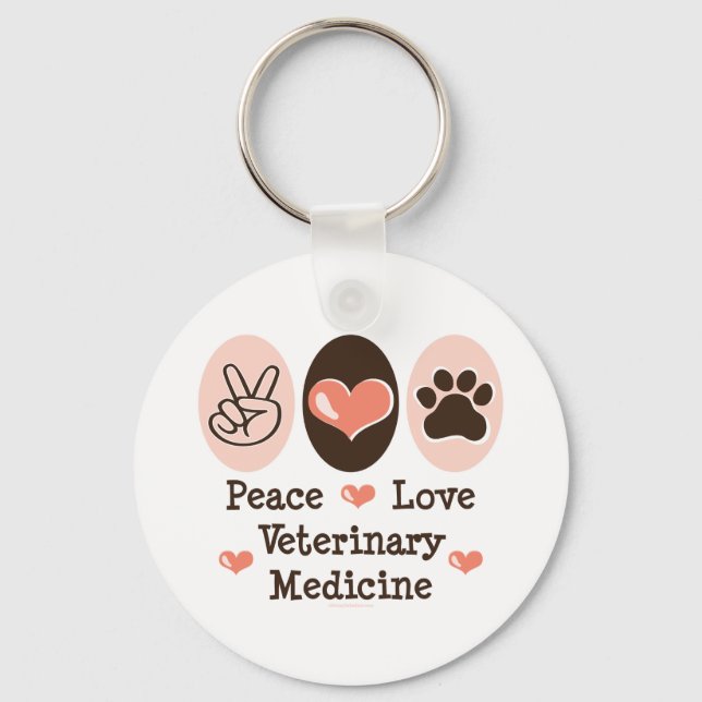 Chaveiro Peace Love Veterinary Medicine Key Chain (Frente)