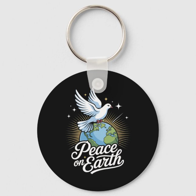 Chaveiro Peace On Earth Dove And Globe Faith Christmas  (Frente)