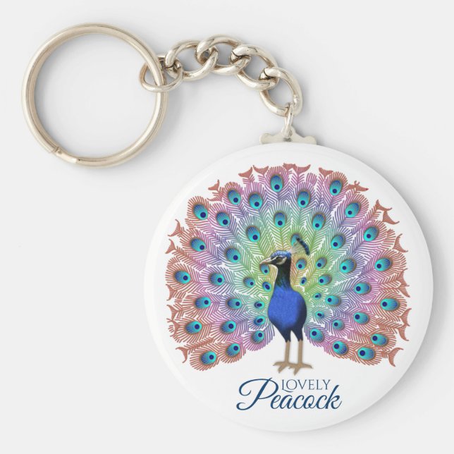Chaveiro Peacock Colorido Personalizado (Frente)