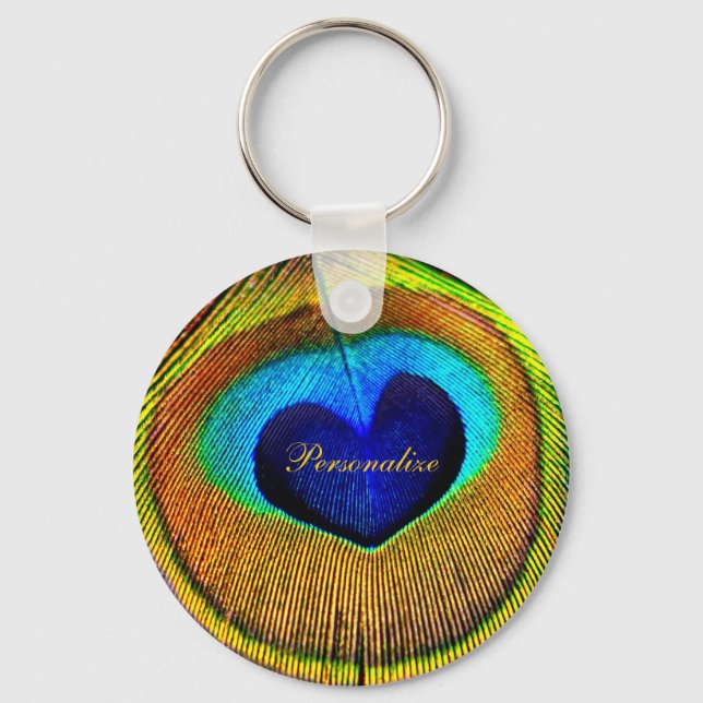 Chaveiro Peacock Feather Olho de Amor com Nome (Frente)