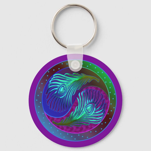 Chaveiro Peacock Feather Yin Yang 5 (Frente)
