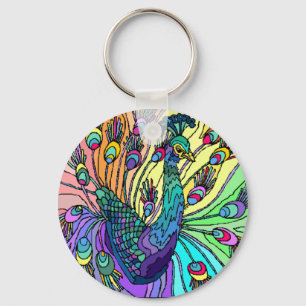 CHAVEIRO PEAFOWL COLORIDO KEY-CHAIN DO PAVÃO