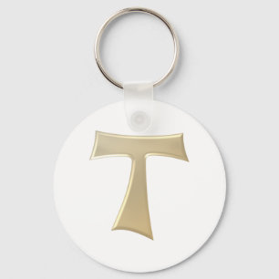 Chaveiro Pearl Look Franciscan Tau Cross