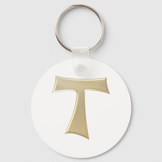 Chaveiro Pearl Look Franciscan Tau Cross (Frente)