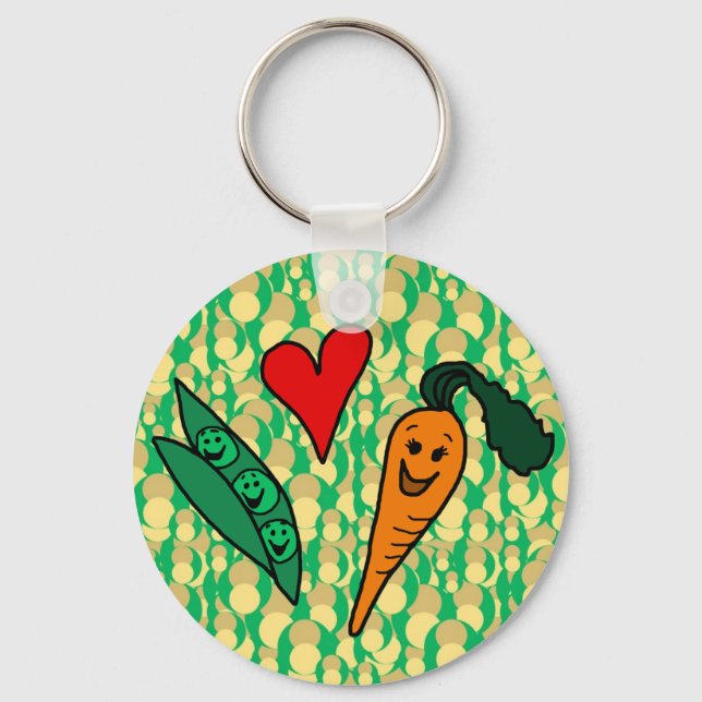 Chaveiro Peas Love Carrots, Design verde e laranja (Frente)