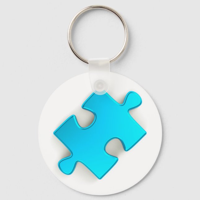 Chaveiro Peça de Quebra-cabeça 3D (Azul claro metálico) (Frente)