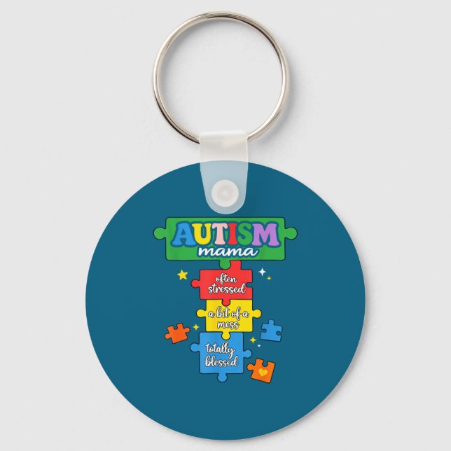 Chaveiro Peça do quebra-cabeça da mãe autismo conscientizaç (Frente)