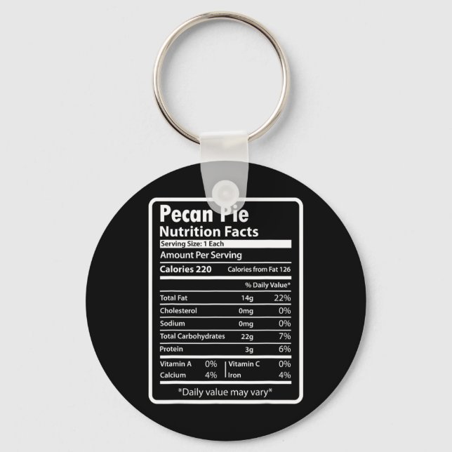 Chaveiro Pecan Pie Funny Nutrition Facts For Thanksgiving C (Frente)
