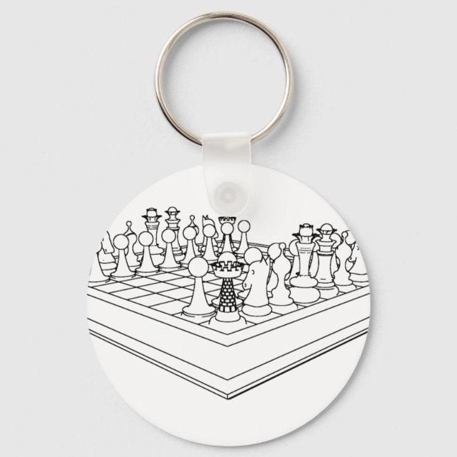 Chaveiro Peças de xadrez e xadrez: (Frente)