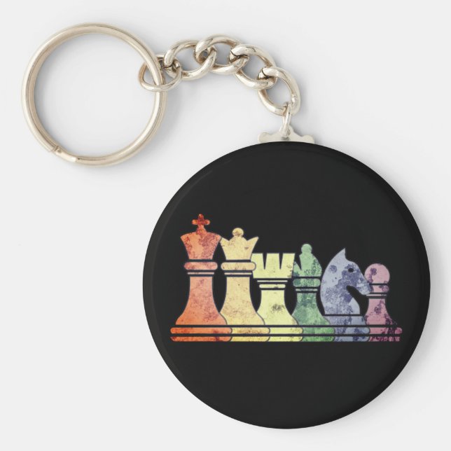 Chaveiro Peças de xadrez retrorreflectoras em relevo em uma (Frente)