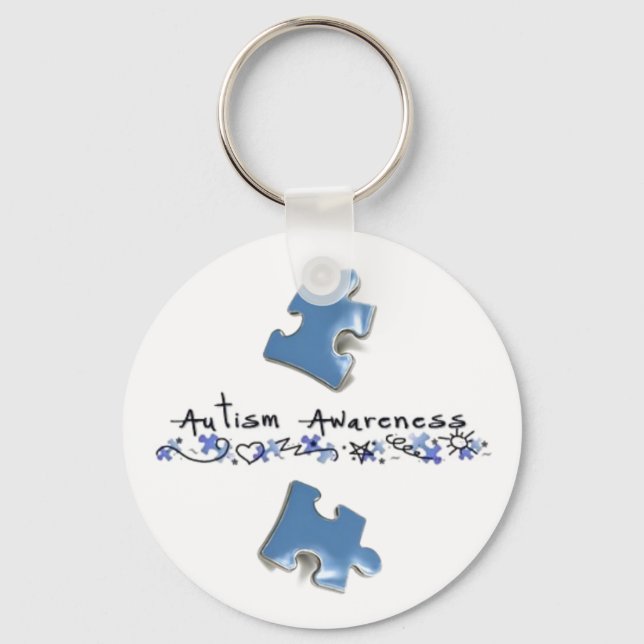 Chaveiro Peças Quebra-cabeça azuis - Consciência do Autismo (Frente)