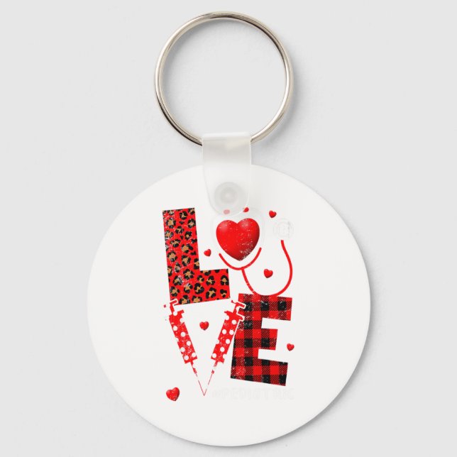 Chaveiro Pediatric Peds Nurse Valentines Day Love Heart Ste (Frente)