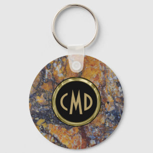 Chaveiro Pedra de Mármore Falso Marrom Monogramada