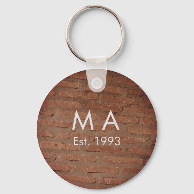 Chaveiro Pedra russa castanha adiciona nome carta data ano (Frente)