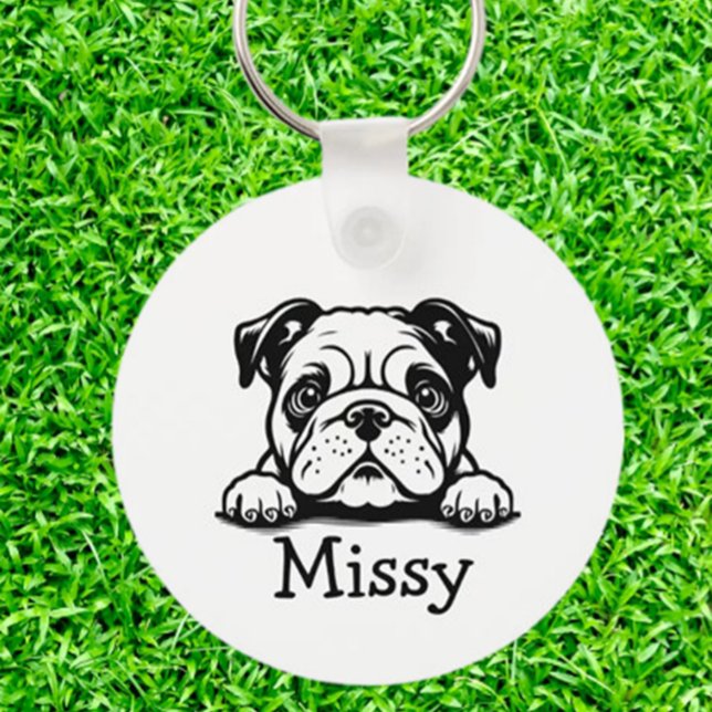 Chaveiro PEEING Bulldog Puppy Personalizado (Carry your love for bulldogs everywhere with a personalized PEEKING Bulldog Puppy keychain)
